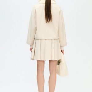 Herringbone Sherpa Jacket Cotton Beige Soft