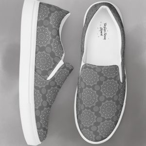 Gray Mandala Slip On Canvas Shoes For Men